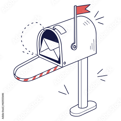 An open mailbox with a letter inside isolated on white background