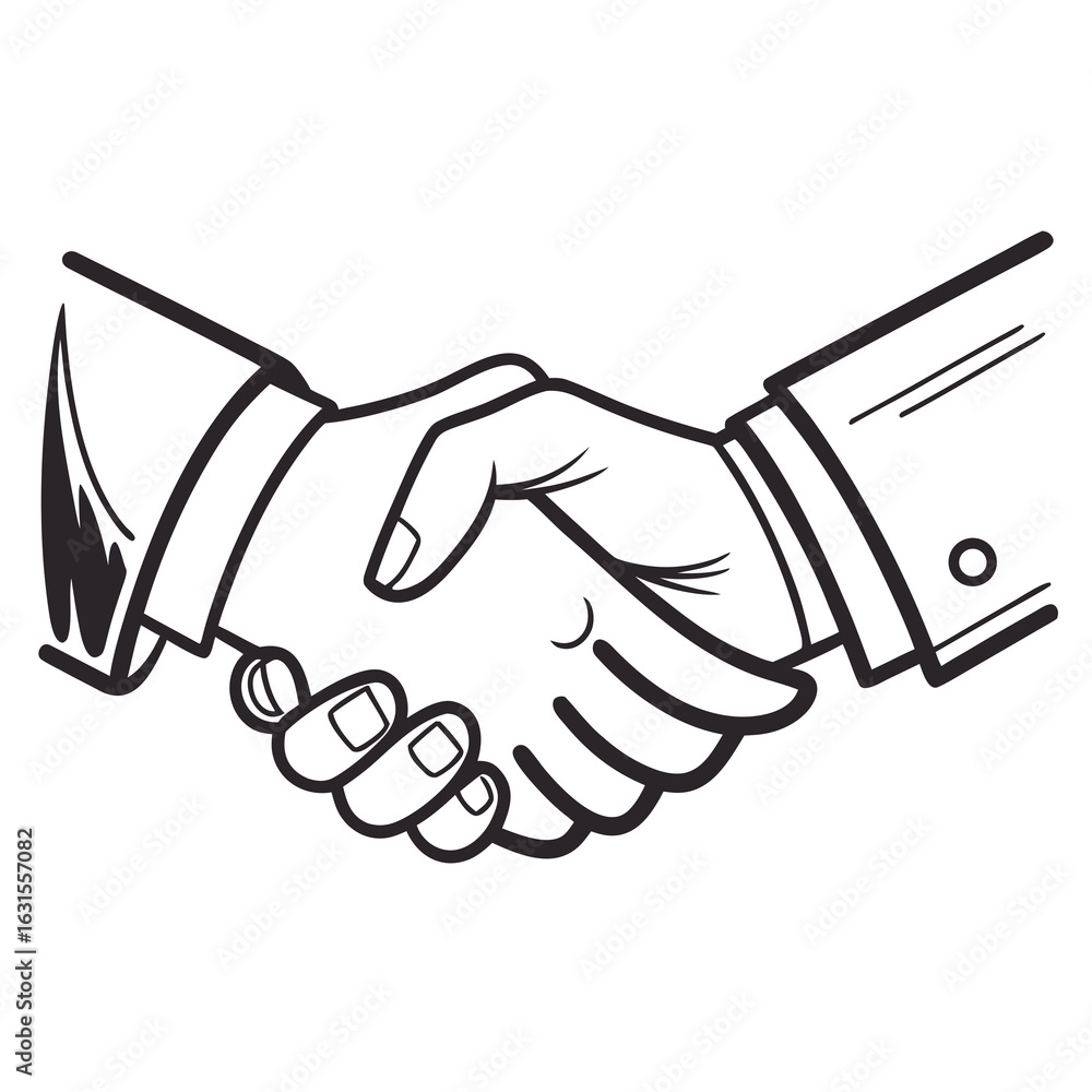 Fototapeta premium Illustration of a handshake isolated on white background, symbolizing agreement and cooperation