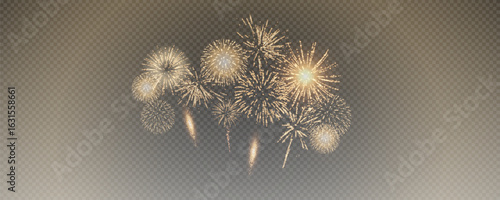 Vector realistic lights, flares. Magic fireworks in the night sky, Christmas background for holiday design, poster, postcard on a transparent background, png. Holiday lights.