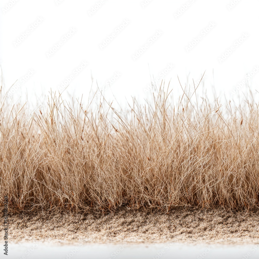 Fototapeta premium Dry grass tufts against white background