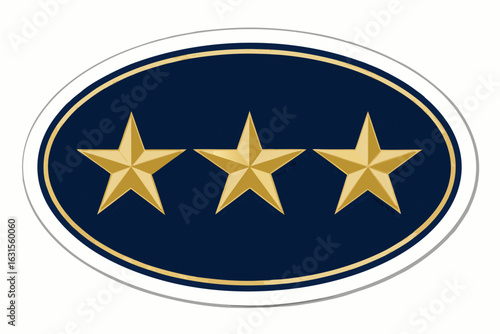  Three Gold Stars on Dark Blue Oval on White Background.svg