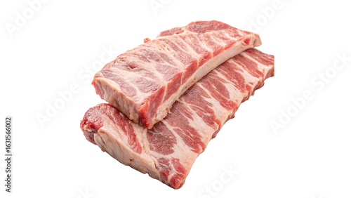 Tableau sur toile raw pork spare ribs isolated on transparent background