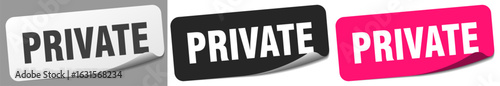 private sticker. private sticker set on white background