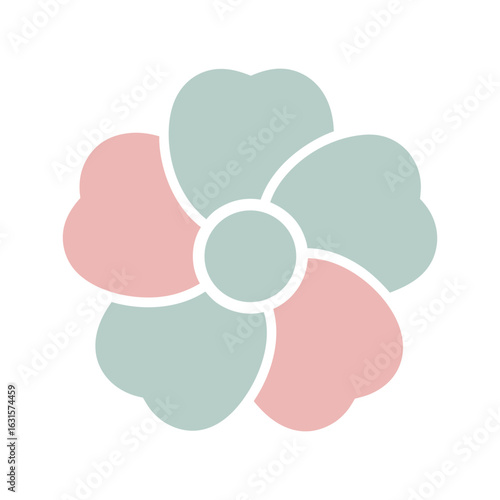 Simple pastel flower icon with five petals