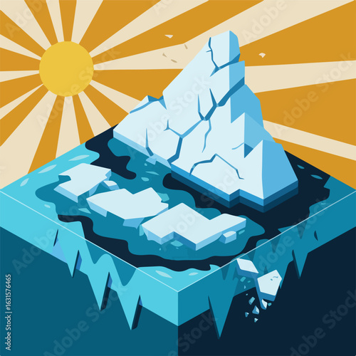 flat design melting iceberg global warming 2