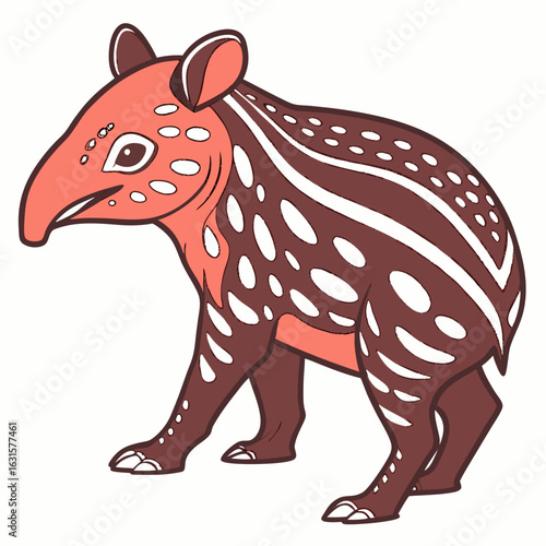 Cute baby tapir illustration isolated on white background