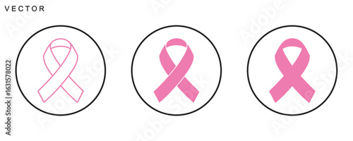 Breast cancer awareness ribbon, Pink ribbon vector icon set, cancer awareness icon, symbol, logo design, Vector Illustration