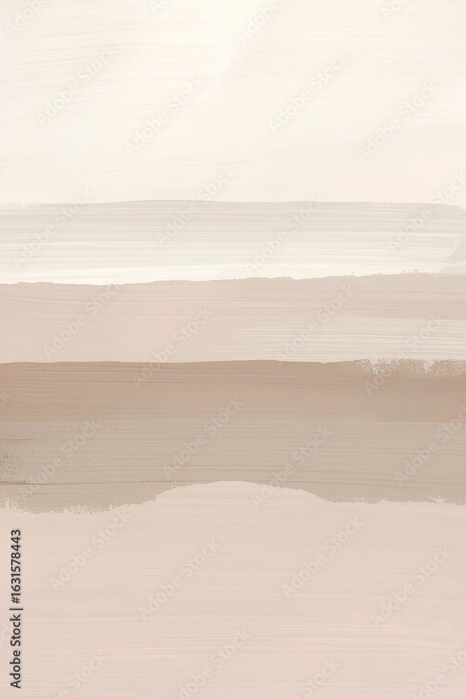 Obraz premium A soft, neutral-toned background of horizontal acrylic brushstrokes layered in a calming palette of cream, soft taupe, light sand, and warm beige. The textures are subtle, with organic brush edges