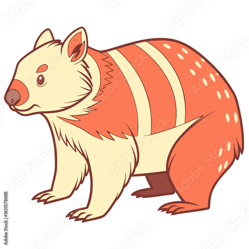 Cute cartoon wombat isolated on white background