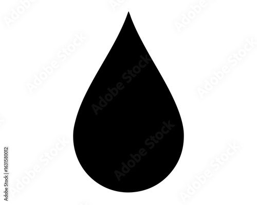 Simple illustration of a black water droplet on a white background