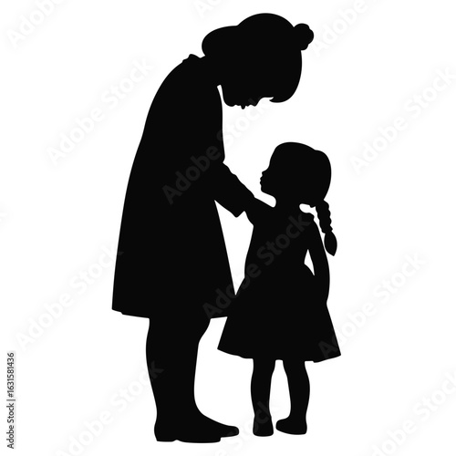 Tender moment of girl caring for doll silhouette, heartfelt childhood