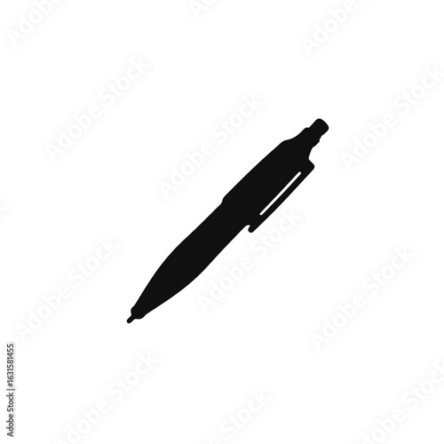 Silhouette of cracked ballpoint pen on white background, creative symbolism