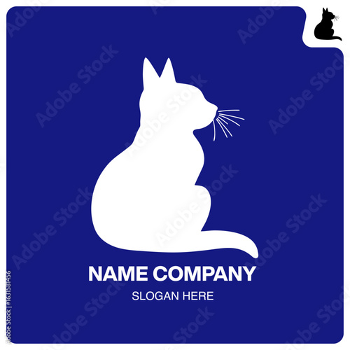 Elegant white cat silhouette logo design. Vector graphic icon for pet-related business, brand identity, or veterinary service.