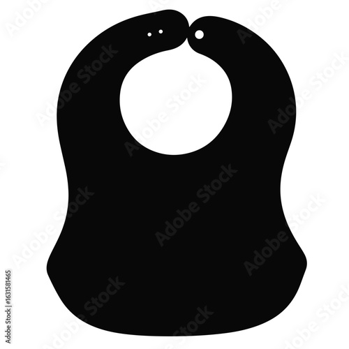 Silhouette of baby bib design on white background, minimalist style