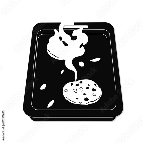 Burnt cookie silhouette on baking sheet, culinary mishap