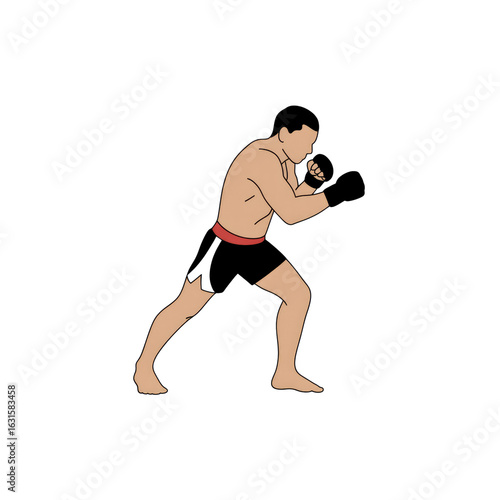 boxer in stance, black gloves, shorts, ready clip art preview