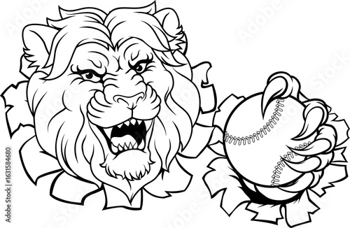 Lion Baseball Ball Animal S...