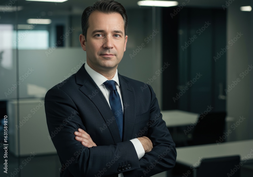 Fototapeta premium Professional businessman executive corporate leader confident office attire formal portrait successful man suit tie