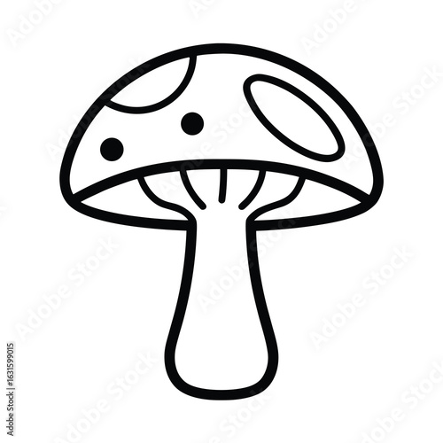 Vector art of simple outline drawing of a mushroom, isolated