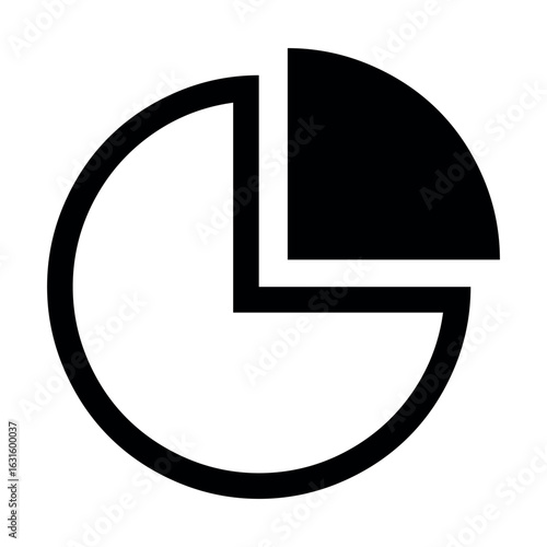 Simple black and white pie chart graphic showing a portion highlighted in solid black on white background