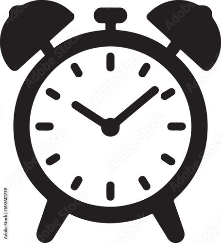 Silhouette vector of an alarm clock, perfect for time management, waking up, schedule, and punctuality concepts.