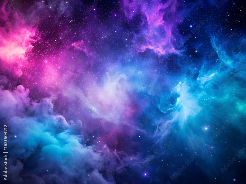 Fototapeta premium Colorful space nebula galaxy with stars, a cosmic and artistic background for creative projects