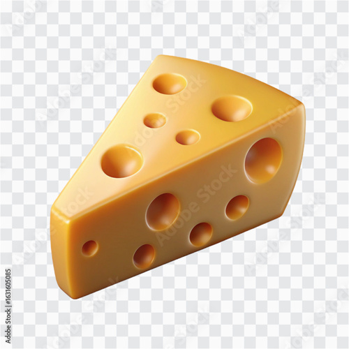 3D Cheese Wedge Icon | Dairy Snack, Food Ingredient & Culinary Symbol