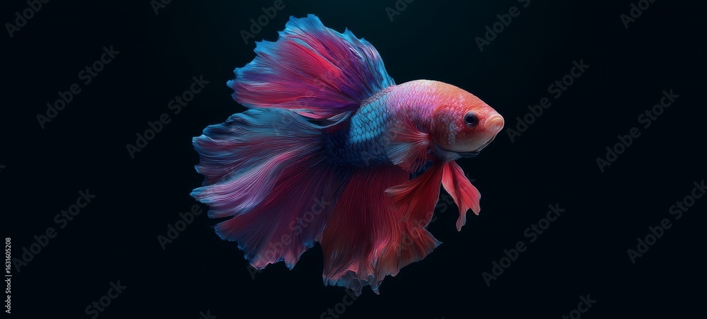 Fototapeta premium Minimalist Betta Fish Cinematic Poster with Negative Space and Artistic Lighting – No Text