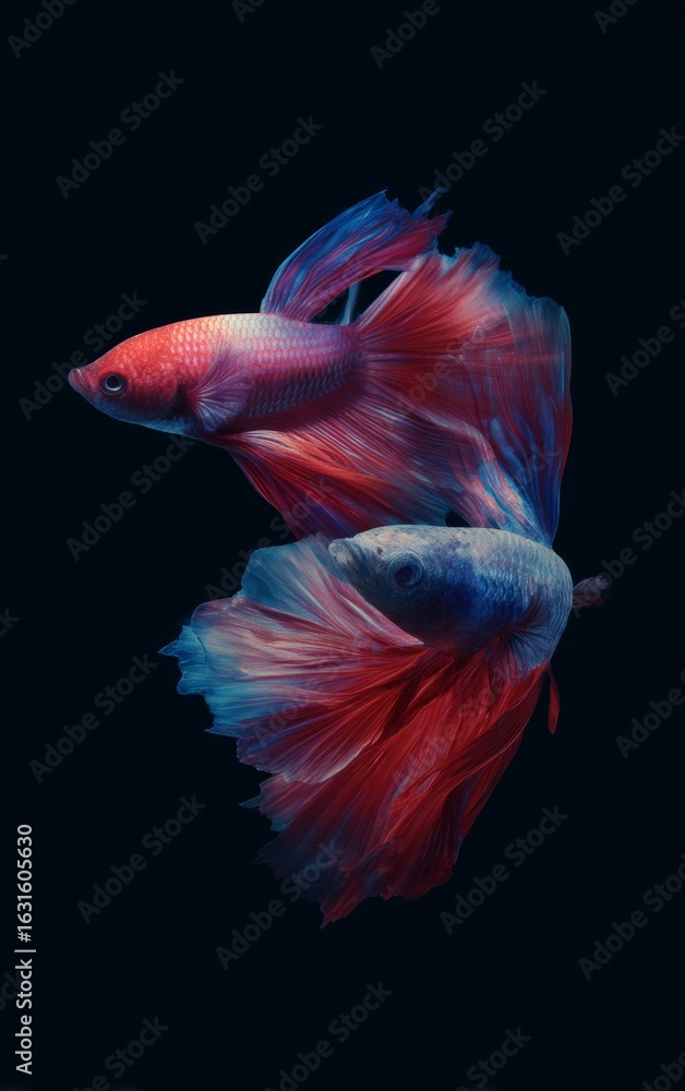 Fototapeta premium Minimalist Betta Fish Cinematic Poster with Negative Space and Artistic Lighting – No Text