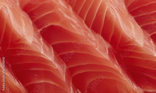 Fresh salmon sashimi close up raw fish texture and vibrant pink color