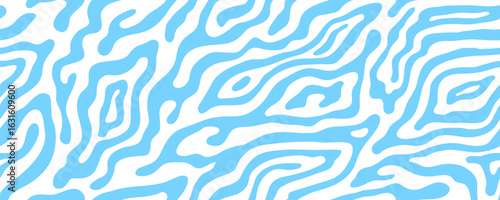 Psychedelic water wave and milk yogurt groovy pattern vector background. Retro y2k abstract swirls and wavy lines psychedelic pattern. Funky blue water waves or paint flows with ripples and splashes
