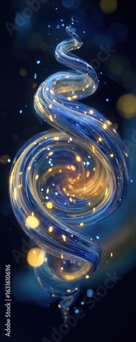 Abstract swirling vortex of blue and gold