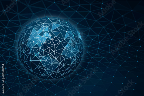 Global Remote Network of Interconnected Triangle Shards – Minimal Geometric Vector Illustration
