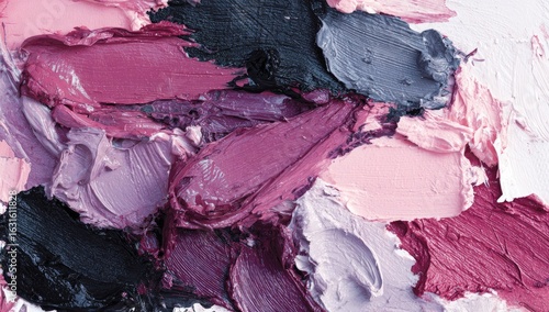 Abstract paint strokes in various shades of pink, purple, and gray