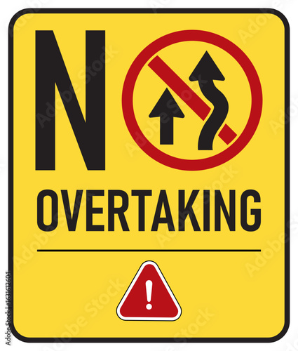 No Overtaking Yellow Sign Vector Design