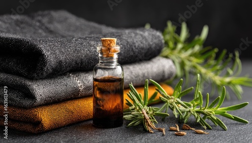 Aromatic fabric softener or essential oil with rosemary and cumin