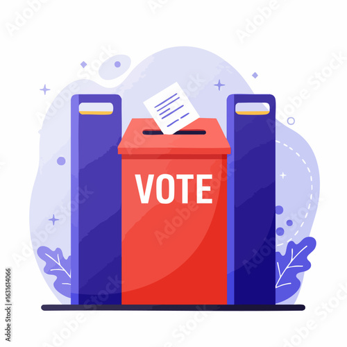 Election illustration displays ballot box for voting. Election artwork with ballot box, signifying democracy and civic duty.
