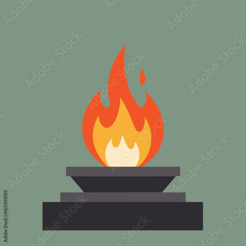 Artistic image effects display of flickering flames and light. A graphic rendering of image effects with simulated fire creates a dynamic visual.