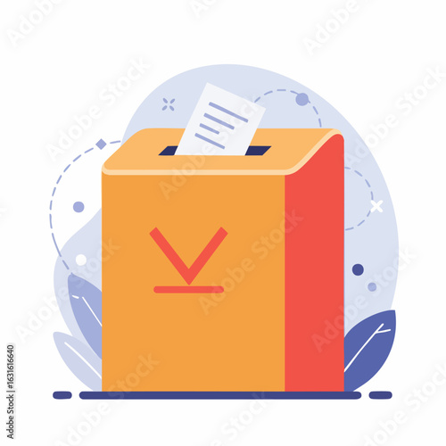 Illustration of a ballot box for upcoming election with paper. Ballot box graphics symbolize democratic process, showcasing voting. Visual representation ballot box for civic participation,
