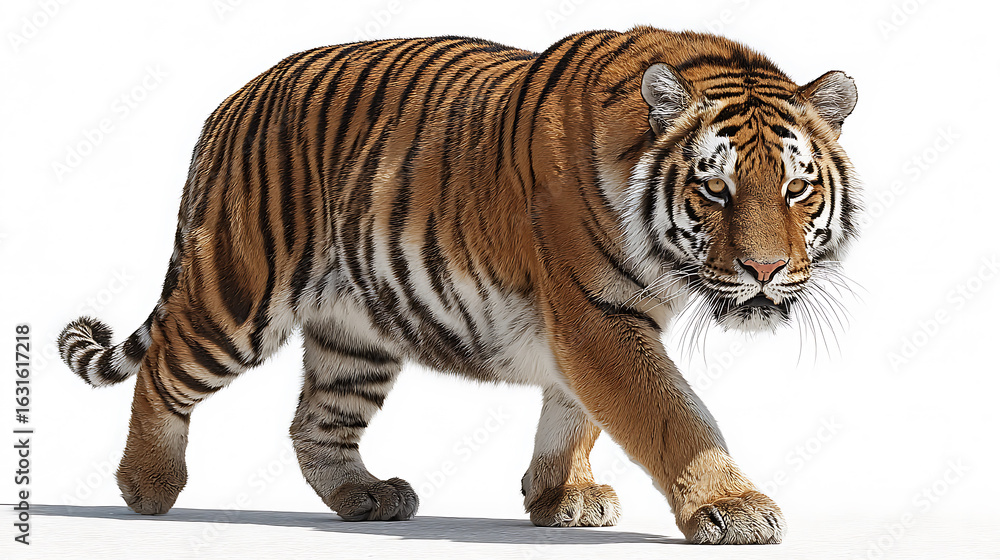 Obraz premium World animal day tiger walking isolated on white background