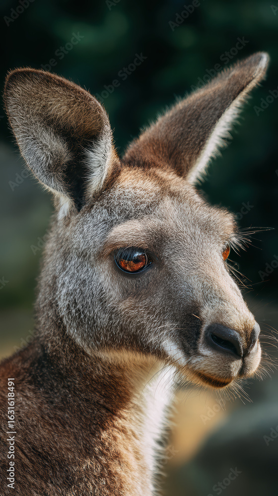 Fototapeta premium Kangaroos Head Shoulders Close-up Portrait