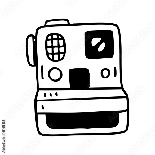 Vintage polaroid camera illustration retro photography instant camera old school photo booth style drawing design
