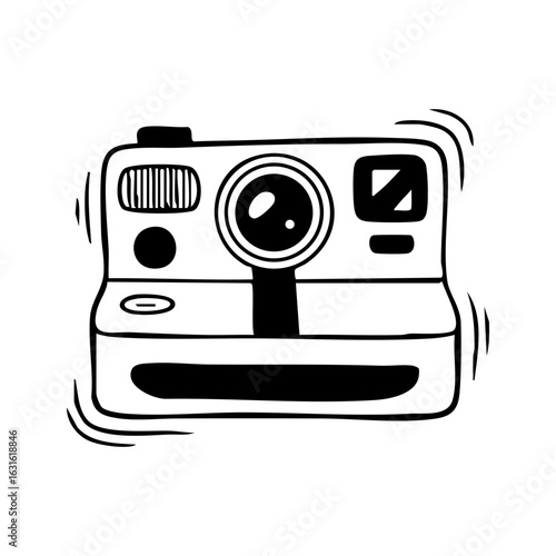 Vintage polaroid camera illustration for photography enthusiasts and retro camera collectors and designers