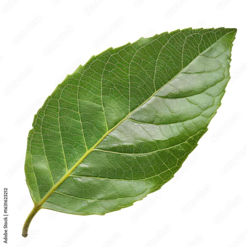 Obraz premium Green Leaf with Detailed Veins and Vibrant Texture Isolated Background