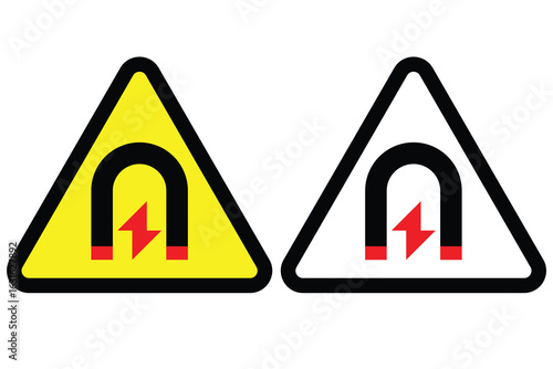 Strong Magnetic Field Warning Icon – Triangle Hazard Sign Vector
