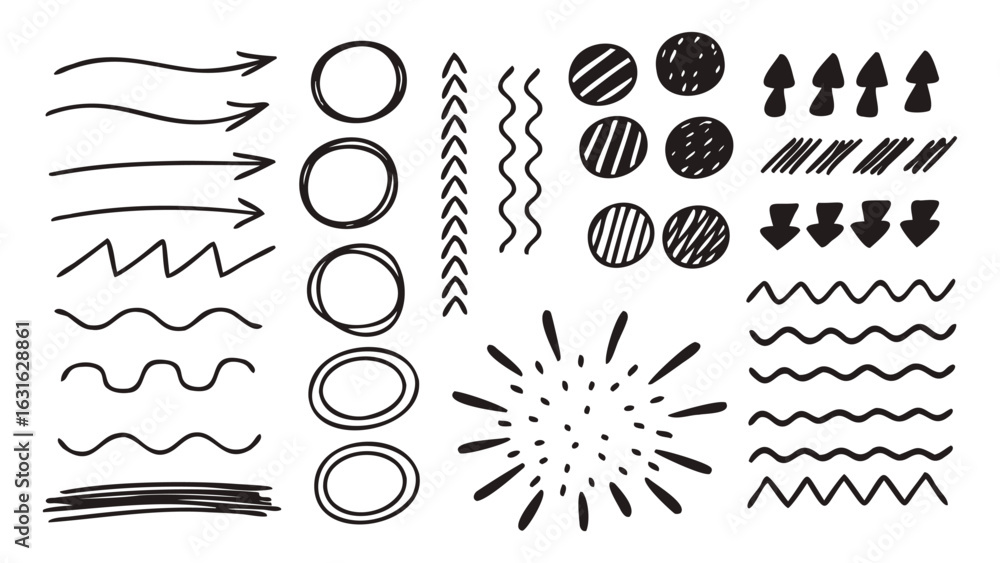 Fototapeta premium Hand-Drawn Lines Zigzags and Divider Doodle Elements