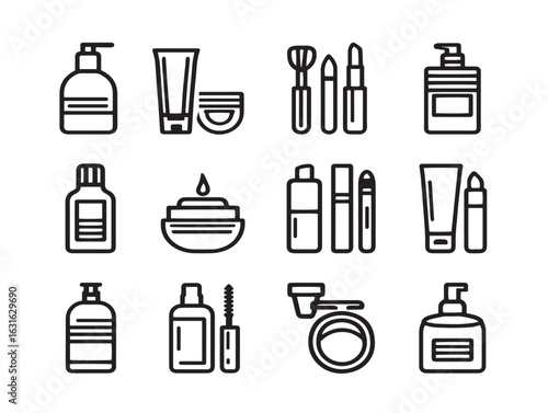 Elegant Skincare and Makeup Icon Set Collection