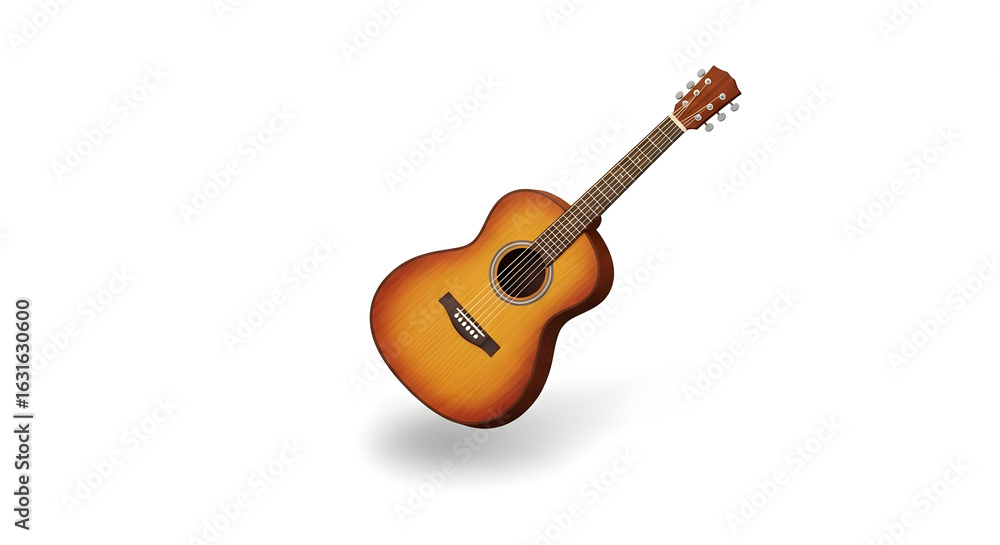 Fototapeta premium Stunning Acoustic Guitar on White Background, Perfect for Music Education, Performance, and Creative Projects, High-Resolution Image