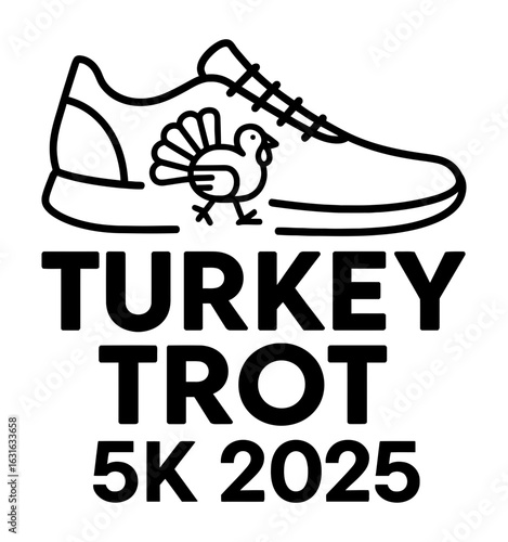Turkey Trot 5K Running Race T-Shirt Design Thanksgiving Vector

