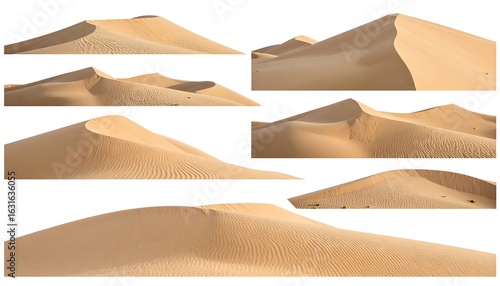 Fototapeta Naklejka Na Ścianę i Meble -  Eight horizontal close-ups of sand dunes against a white background